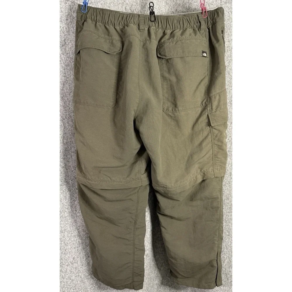 The North Face Mens Convertible Hiking Pants Green Sz 36 Zip Off Shorts